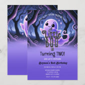 Invitation Un Petit Fantôme De Bois Purple Halloween fête d'a (Devant / Derrière)