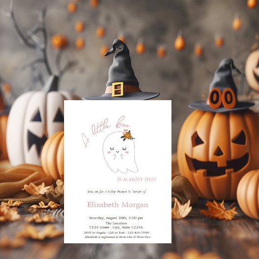 Invitation Un petit fantôme mignon rayé Halloween