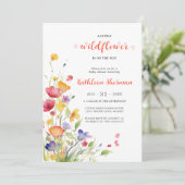 Invitation Un petit Fleur sauvage Aquarelle Baby shower BOHO (Debout devant)