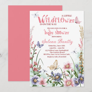 Invitation Un Petit Fleur sauvage Baby Girl Douche Aquarelle