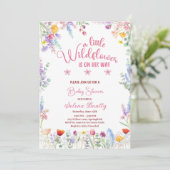 Invitation Un Petit Fleur sauvage Baby Girl Douche rose (Debout devant)