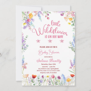 Invitation Un Petit Fleur sauvage Baby Girl Douche rose