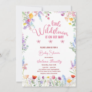 Invitation Un Petit Fleur sauvage Baby Girl Douche rose