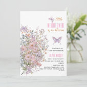 Invitation Un petit fleur sauvage est dans le baby shower fle (Debout devant)