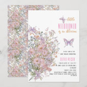 Invitation Un petit fleur sauvage est dans le baby shower fle (Devant / Derrière)