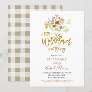 Invitation Un petit Fleur sauvage est en Baby shower