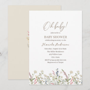 Invitation Un petit fleur sauvage est en Baby shower