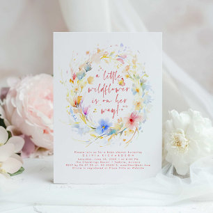Invitation Un Petit Fleur sauvage Est En Chemin De Baby showe