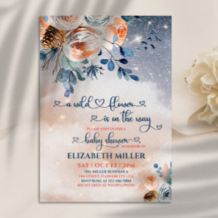 Invitation Un Petit Fleur sauvage Est En Chemin Fille Baby sh