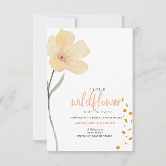 Invitation Un petit fleur sauvage est en route (Devant)
