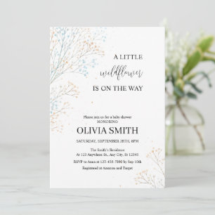Invitation Un Petit Fleur sauvage Est En Route, Baby shower