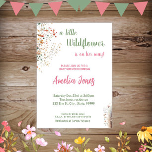 Invitation Un petit Fleur sauvage est en route pour Baby show