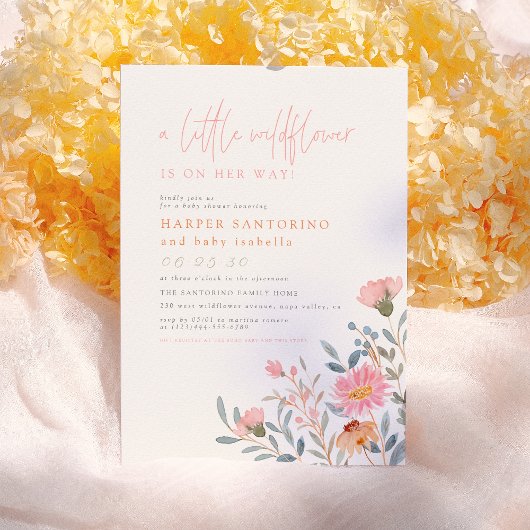 Invitation Un Petit Fleur sauvage Est Sur Son Chemin Boho Bab