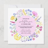 Invitation Un Petit Fleur sauvage fête son premier anniversai (Devant)