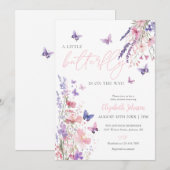 Invitation Un petit Fleur sauvage papillon Baby shower floral (Devant / Derrière)