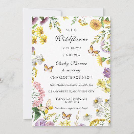 Invitation Un Petit Fleur sauvage Se Trouve Sur Le Chemin Du  (Devant)