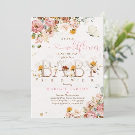 Invitation Un Petit Fleur sauvage Se Trouve Sur Le Chemin Du (Debout devant)