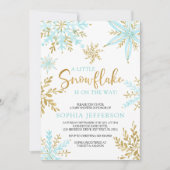 Invitation Un Petit Flocon De Neige Est En Chemin Baby shower (Devant)