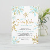 Invitation Un Petit Flocon De Neige Est En Chemin Baby shower (Debout devant)
