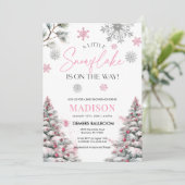 Invitation Un Petit Flocon De Neige Est En Route, Baby shower (Debout devant)