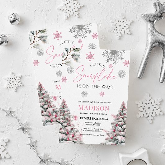 Invitation Un Petit Flocon De Neige Est En Route, Baby shower