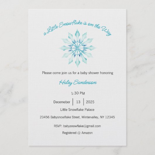 Invitation Un petit flocon de neige est en route Invitation, (Devant)