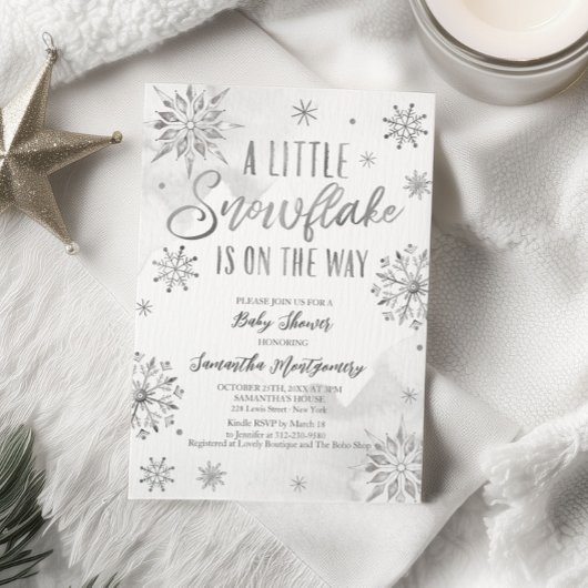 Invitation Un petit flocon de neige est sur le baby shower