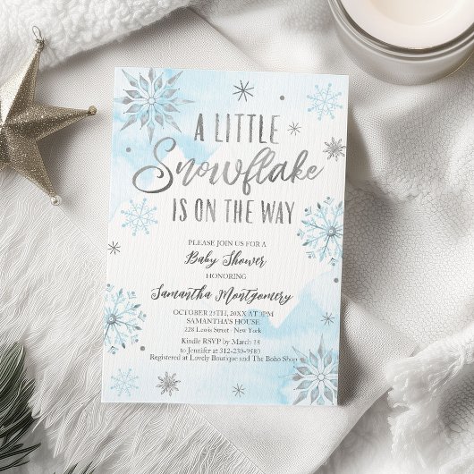 Invitation Un petit flocon de neige est sur le baby shower