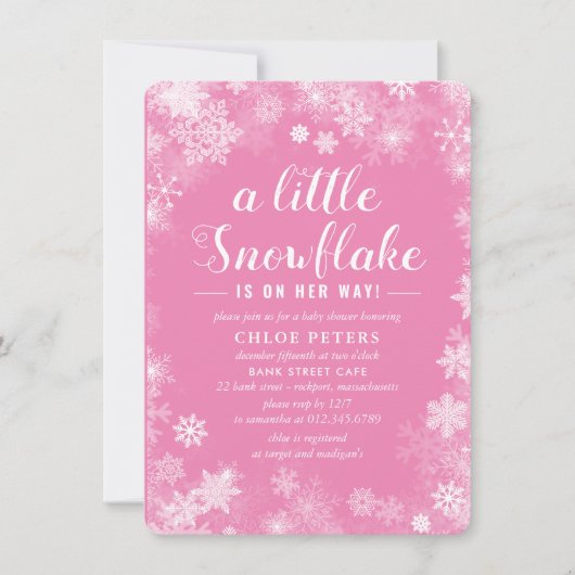 Invitation Un petit flocon de neige est sur le Baby shower de (Devant)