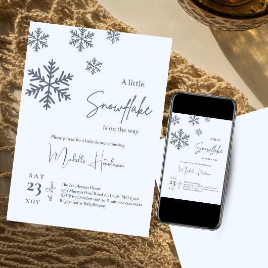 Invitation Un petit flocon de neige est sur le chemin Baby sh
