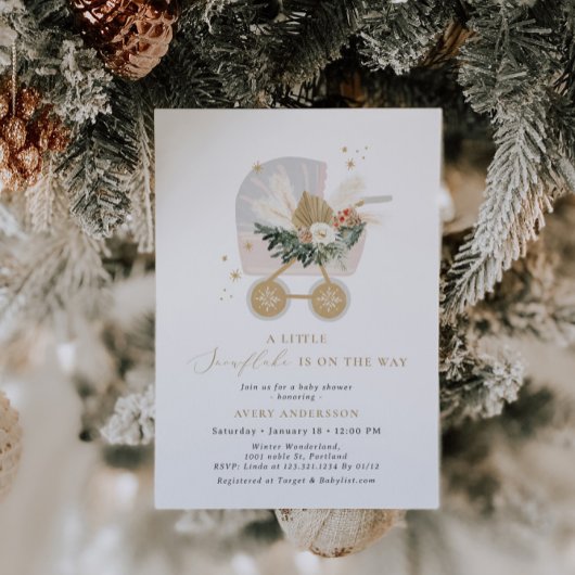 Invitation Un Petit Flocon De Neige Se Trouve Sur Le Chemin D