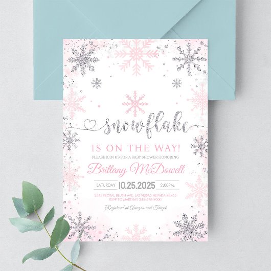 Invitation Un Petit Flocon De Neige Se Trouve Sur Le Chemin D
