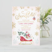 Invitation Un Petit Flocon De Neige Se Trouve Sur Le Chemin D (Debout devant)