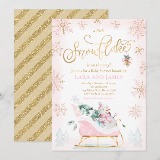 Invitation Un Petit Flocon De Neige Se Trouve Sur Le Chemin D (Devant / Derrière)