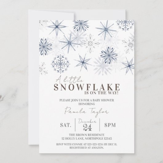 Invitation Un petit flocon de neige sur son Baby shower Way (Devant)
