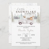 Invitation Un petit flocon de neige sur son Baby shower Way (Devant / Derrière)
