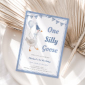 Invitation Un petit garçon bleu oie bête 1er anniversaire