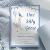 Invitation Un petit garçon bleu oie bête 1er anniversaire