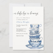 Invitation Un petit garçon brasse le Baby shower de Tea Party (Devant)