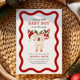 Invitation un petit garçon de vêtements de Noël bébé douche j