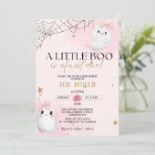 Invitation Un petit garçon est presque dû baby shower fille (Debout devant)