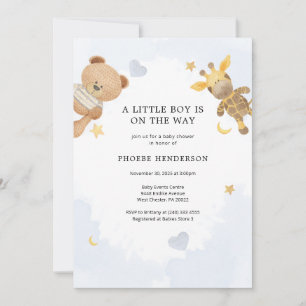 Invitation Un petit garçon Pastel Blue Cute Baby shower