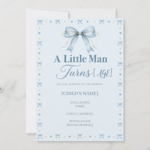 Invitation Un petit homme se tourne poussiéreux bleu ruban pr