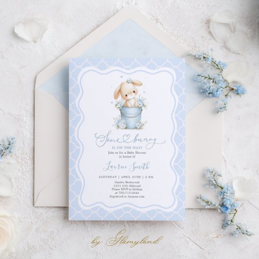 Invitation Un petit lapin arrive Bébé Fille Garçon Shower