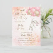 Invitation Un Petit Lapin Doux Est En Chemin Baby shower Inv (Debout devant)