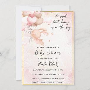 Invitation Un Petit Lapin Doux Est En Chemin De Baby shower