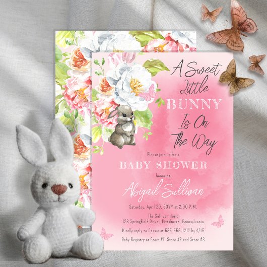 Invitation Un Petit Lapin Doux Est En Chemin De Baby shower