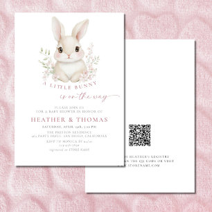 Invitation Un petit lapin élégant Baby shower QR