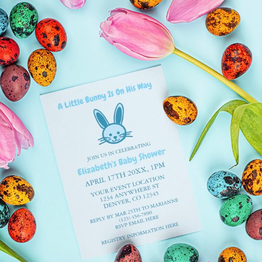 Invitation Un Petit Lapin Est En Chemin Baby shower