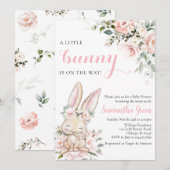 Invitation Un petit lapin est en chemin Baby shower (Devant / Derrière)